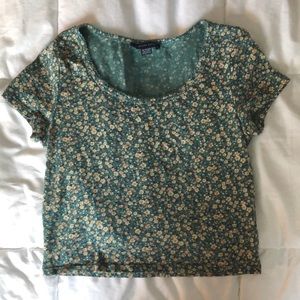 american eagle green floral top